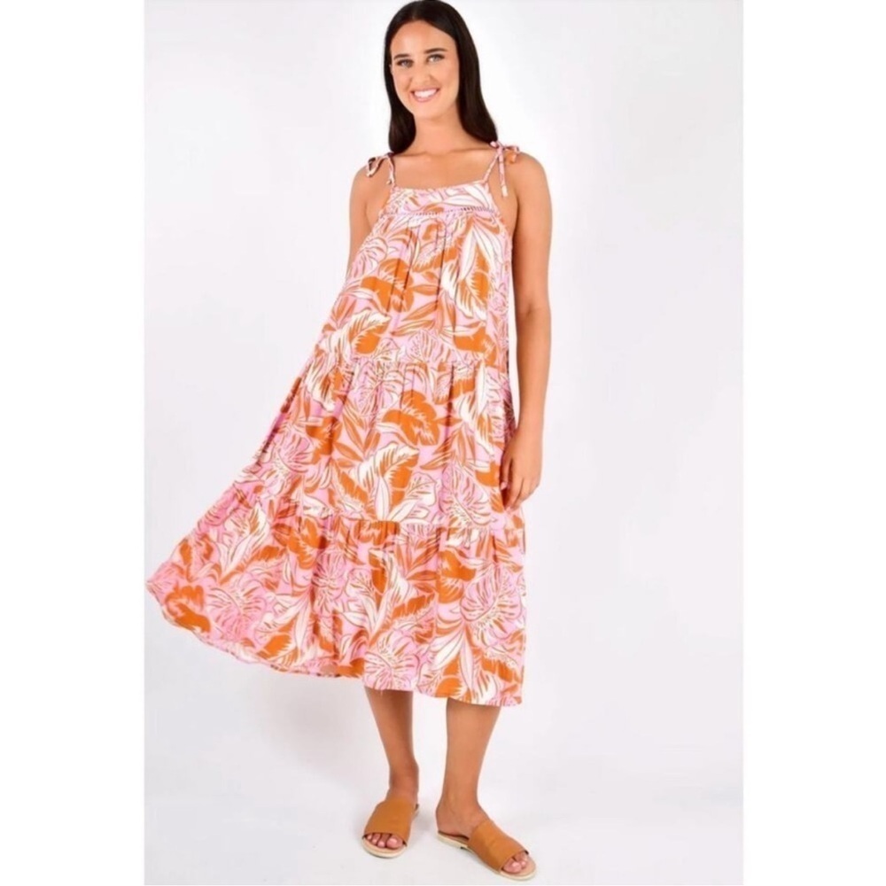 Label Of Love Orange Seaside Print MIDI Dress